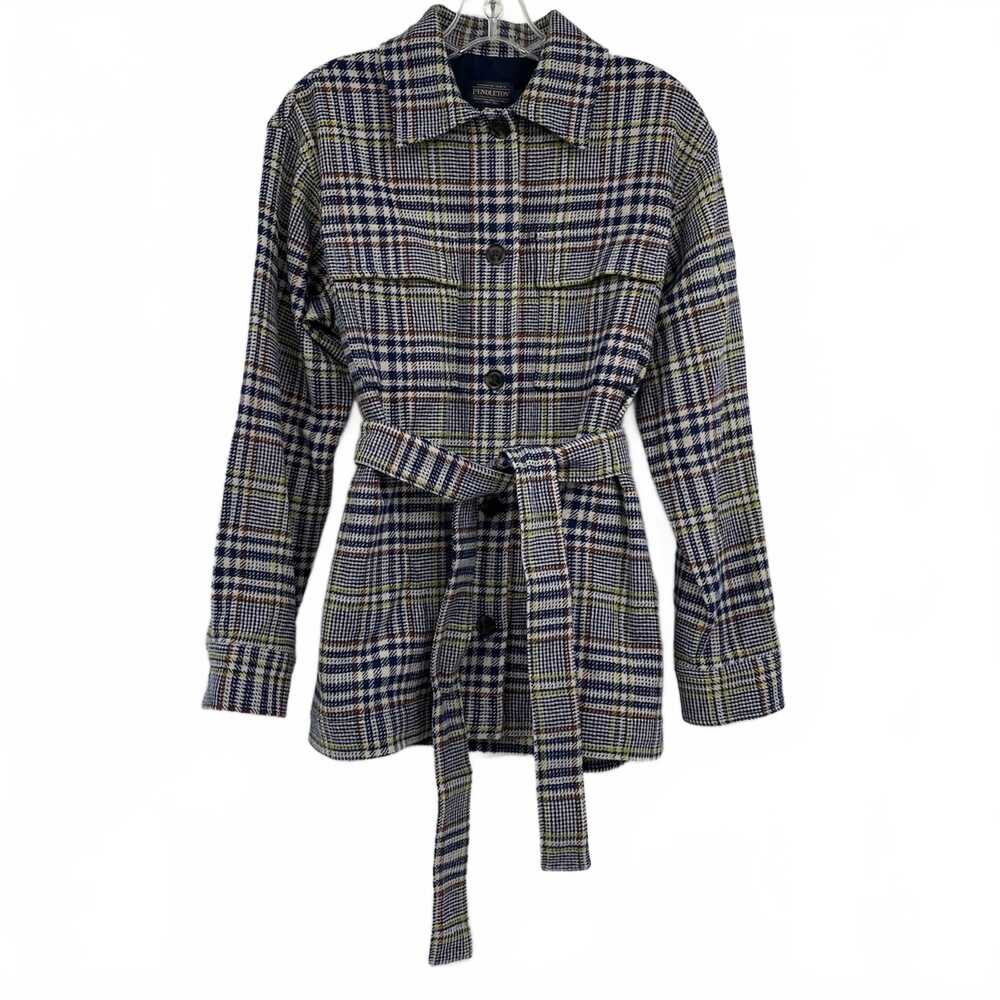 Pendleton Blue Green Plaid Wool Belted Shacket | Women’s S Regular